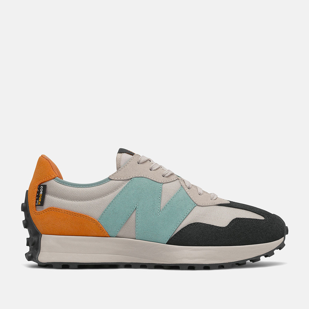 Scarpe Uomo NEW BALANCE Sneakers 327 in Suede e Mesh colore Moonbeam e Madras Orange