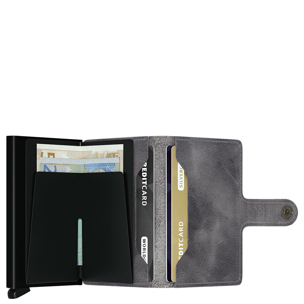 Porta Carte con Clip SECRID linea Vintage in Pelle Grey-Black con RFID