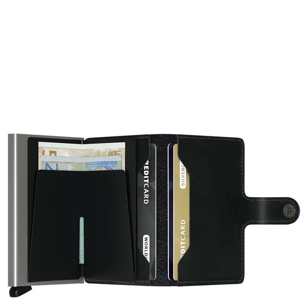 SECRID Miniwallet Original Line Kartenetui mit Clip aus schwarzem Leder mit RFID
