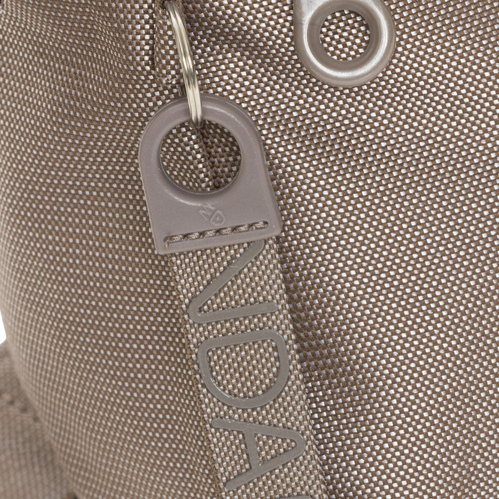 Borsa Donna a Tracolla Mandarina Duck in Tessuto colore Taupe Linea MD20 Chiusa con Zip