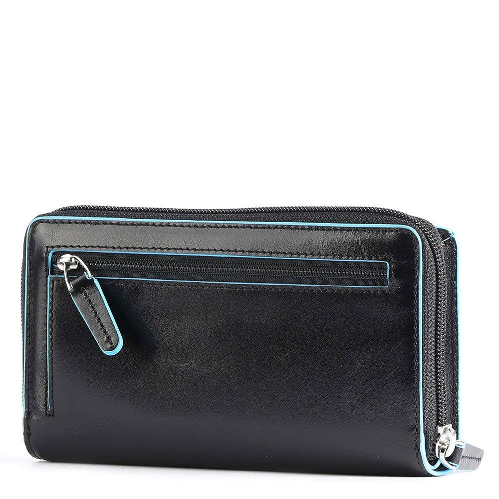 Portafoglio Donna Doppio Scomparto PIQUADRO In Pelle Nera - PD1354B2R Linea Blue Square