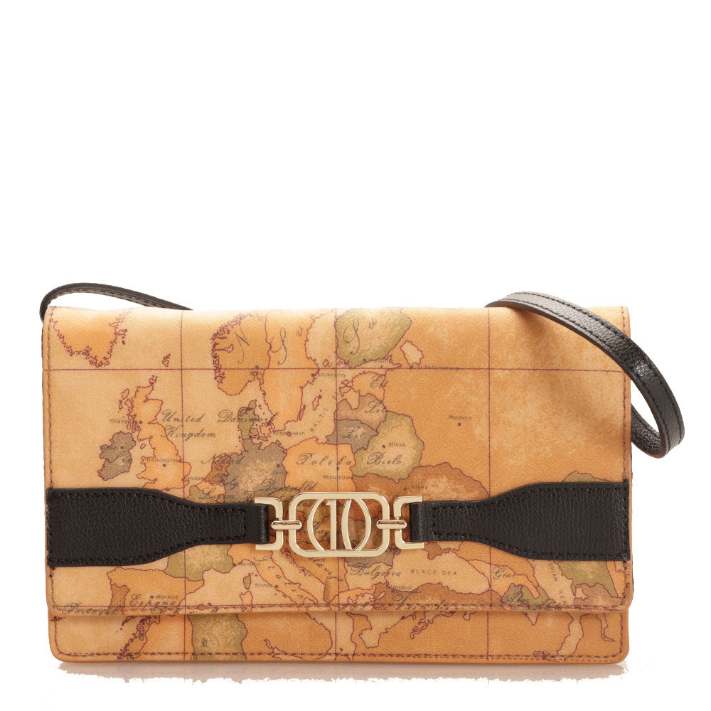 Clutch mit Schultergurt 1A Classe Alviero Martini Geo Destiny-Linie mit Geo Classic-Print und Schwarz PH53