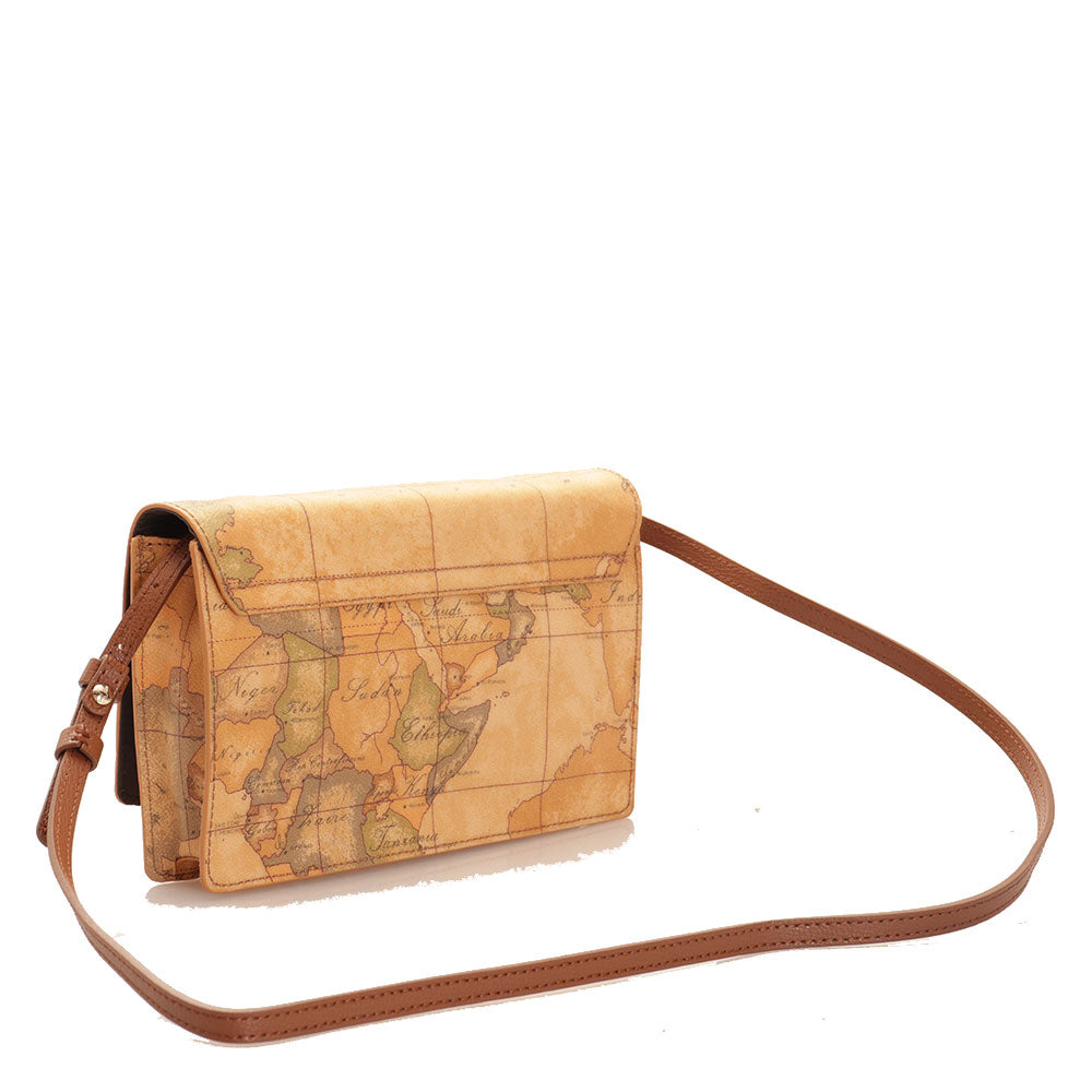 Clutch mit Schultergurt 1A Classe Alviero Martini Geo Destiny-Linie Geo Classic und Chestnut PH53-Aufdruck