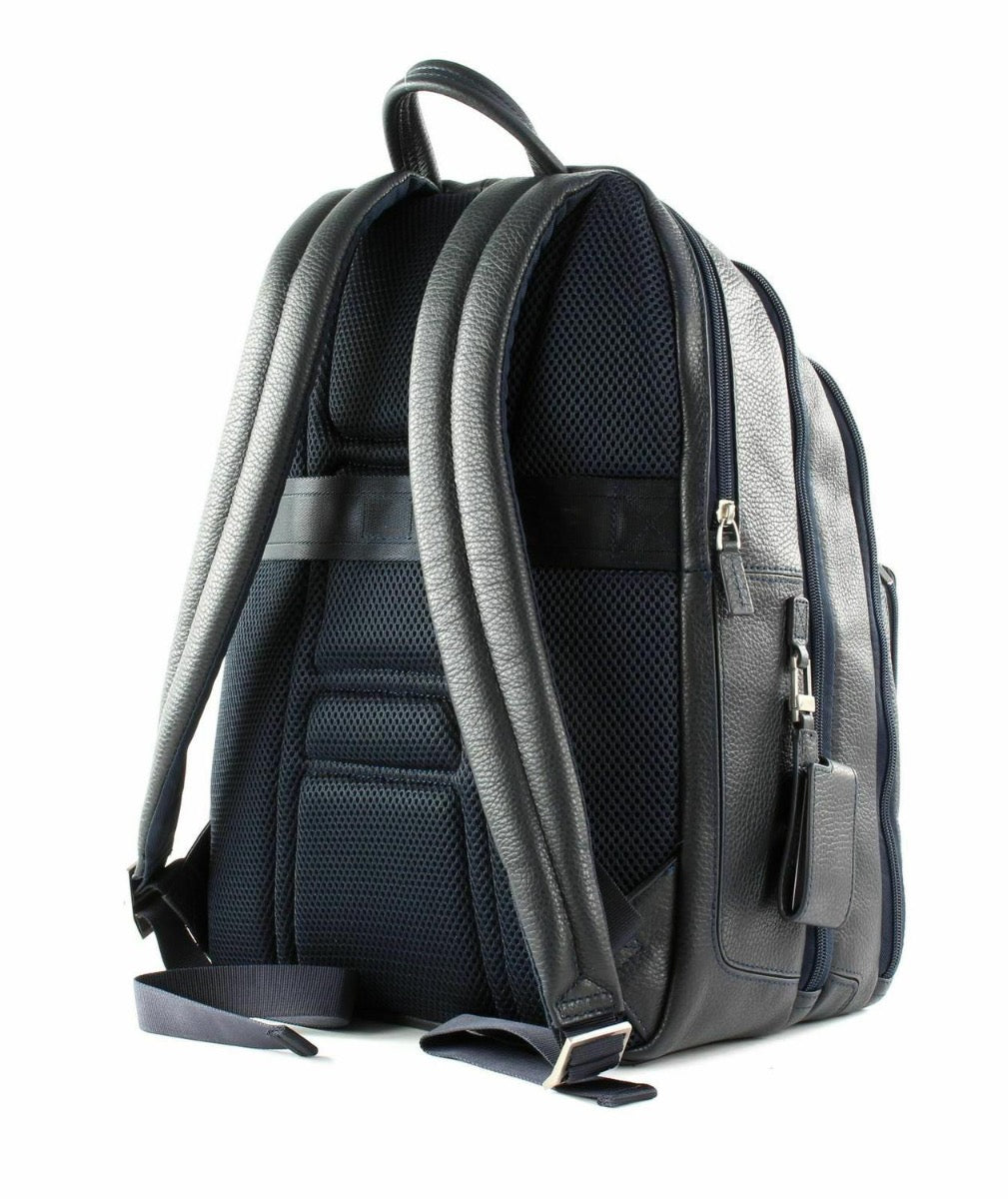 PIQUADRO Vibe Lederrucksack mit 15-Zoll-Computer- und Tablet-Halterung – CA1813VI Blau