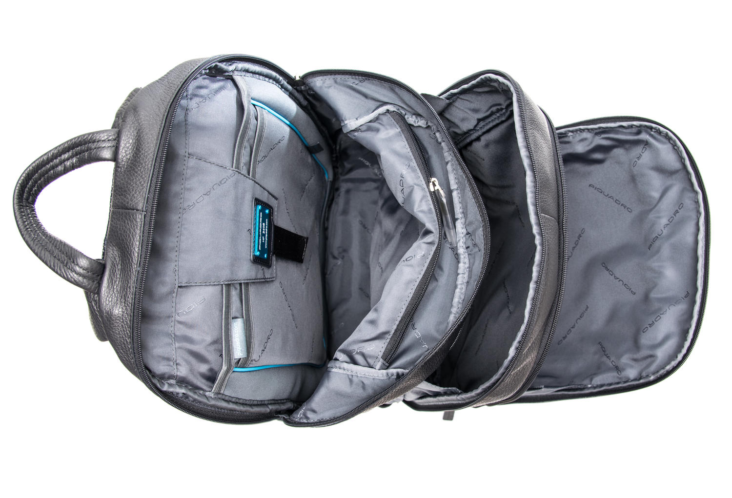 PIQUADRO Vibe Lederrucksack mit 15-Zoll-Computer- und Tablet-Halterung – CA1813VI Blau