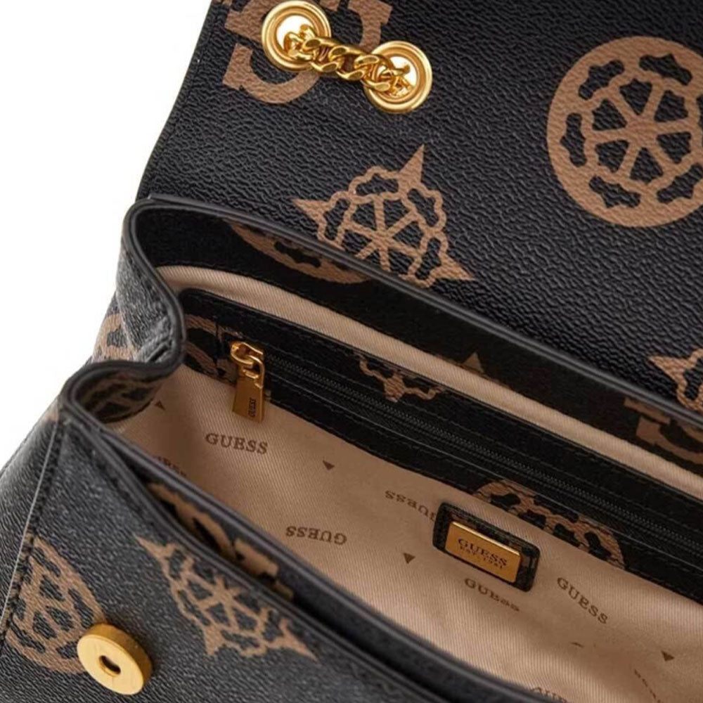 GUESS Damen Umhängetasche Sestri Logo Line Farbe Mokka Logo