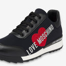 Scarpe Donna LOVE MOSCHINO Sneakers Running linea Crystal Logo in Tessuto Nero