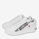 Scarpe Donna LOVE MOSCHINO Sneakers in Pelle Bianca linea Zipper