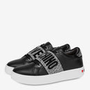 Scarpe Donna LOVE MOSCHINO Sneakers in Pelle Nera linea Crystal Band