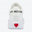 Scarpe Donna LOVE MOSCHINO Sneakers linea Gold Metal Logo in Pelle Bianca