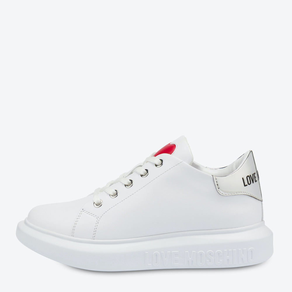 Scarpe Donna LOVE MOSCHINO Sneakers linea Love Running in Pelle Bianca