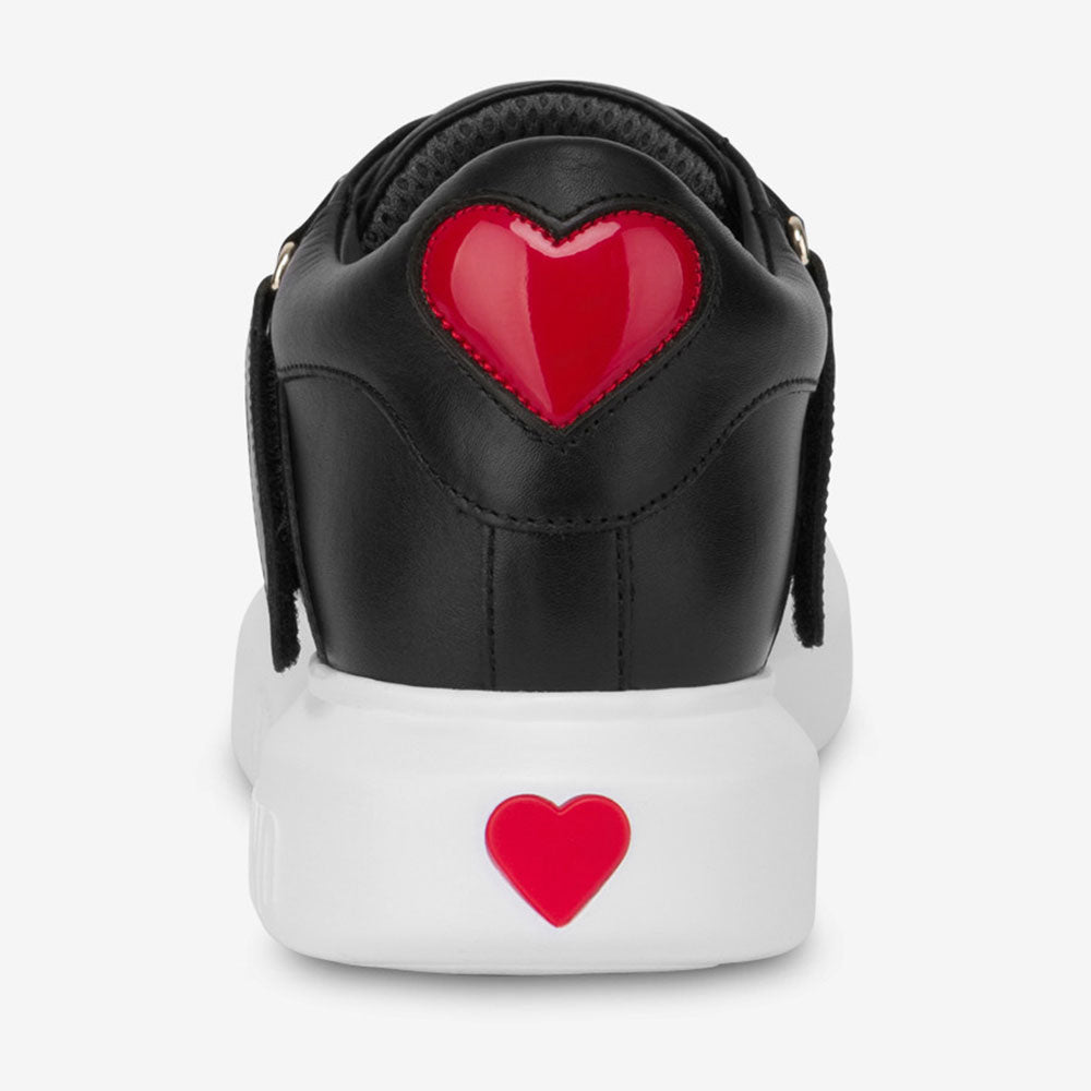 Scarpe Donna LOVE MOSCHINO Sneakers in Pelle Nera linea Heart Eyelets