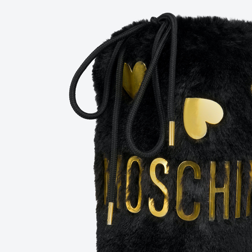 Damenschuhe LOVE MOSCHINO Schneestiefel Gold Hearts-Linie in Schwarz