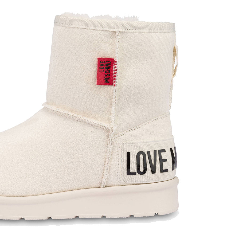 Scarpe Donna LOVE MOSCHINO Stivaletti Imbottiti in Velour colore Off White a sconto Cuoieriashop