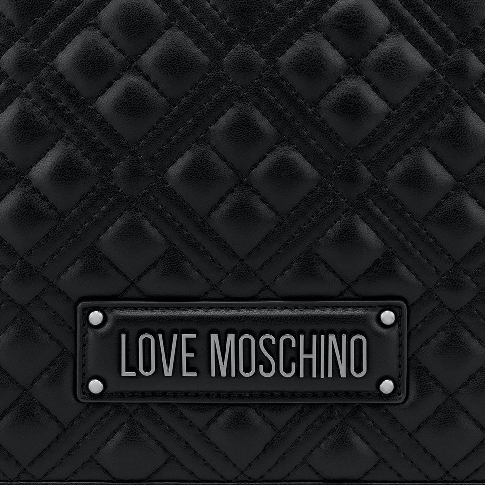 Borsa Donna a Spalla e Tracolla LOVE MOSCHINO linea Quilted colore Nero con Logo Canna di Fucile