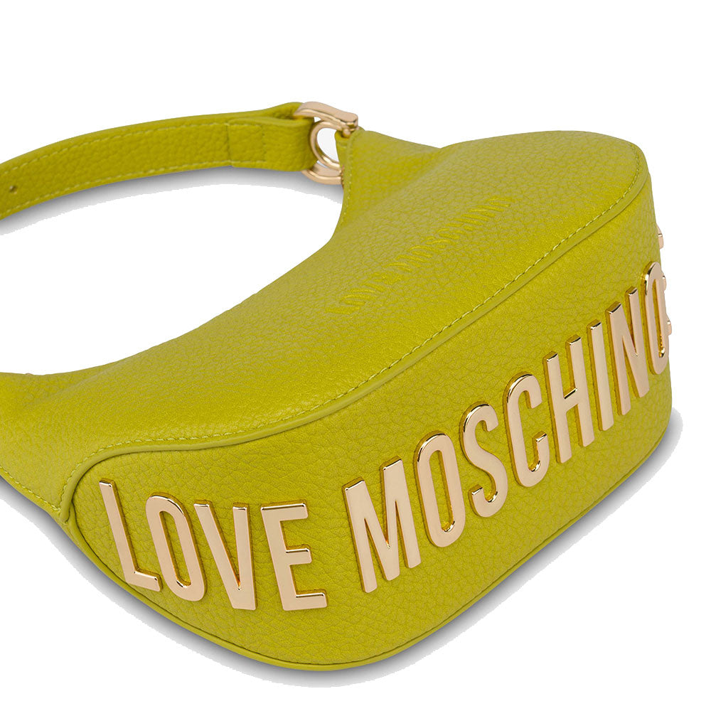 Kleine Hobo-Tasche LOVE MOSCHINO Giant Logo-Linie in der Farbe Limette