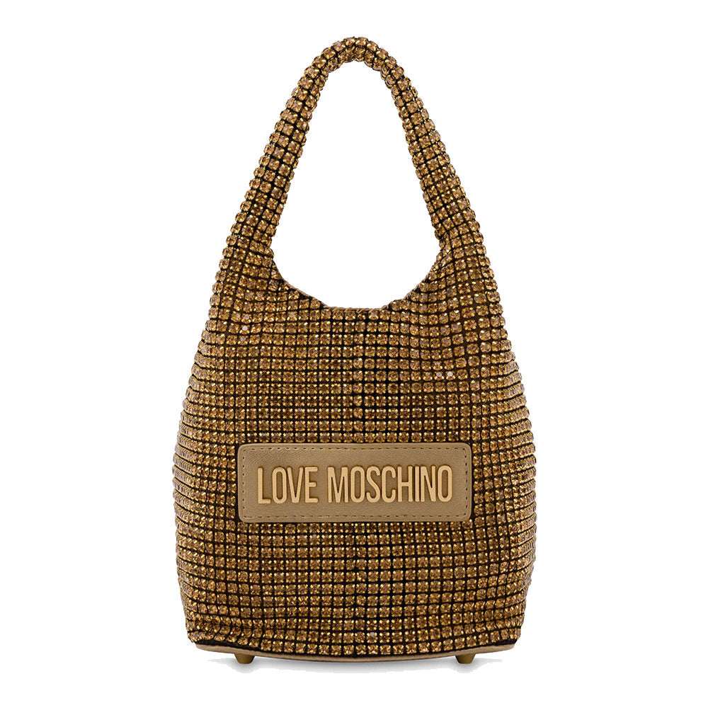 LOVE MOSCHINO Mini-Damenhandtasche Bling Bling Goldlinie mit Strasssteinen