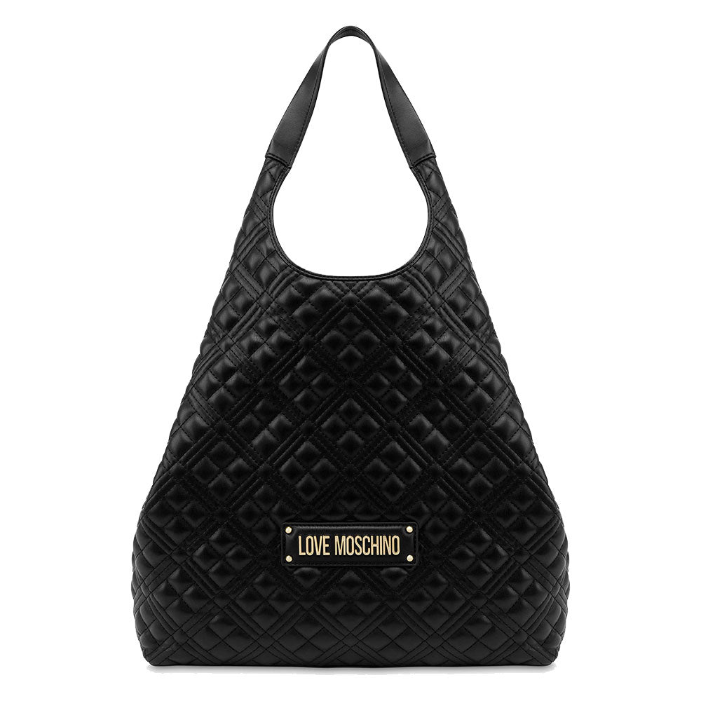 Damen-Einkaufstasche Quilt LOVE MOSCHINO Logo Schriftzug Linienfarbe Schwarz