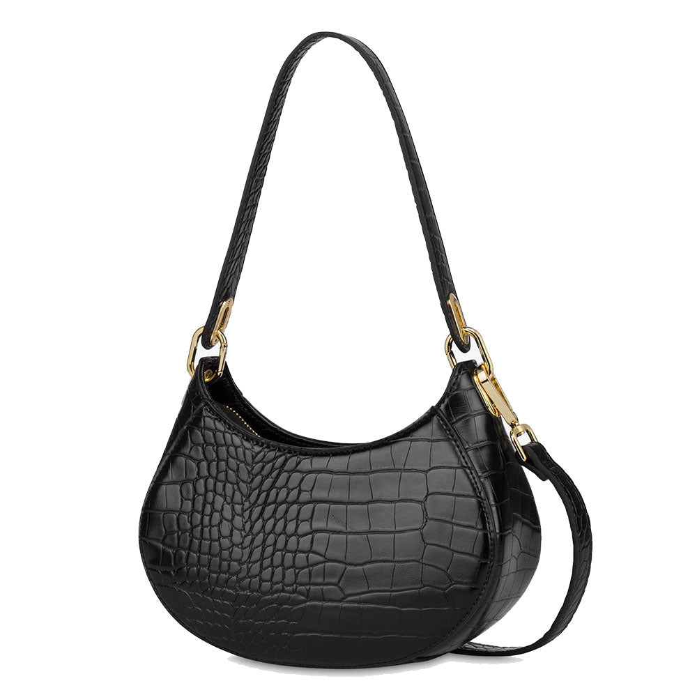 Kleine Hobo-Tasche LOVE MOSCHINO Croco Print-Linie in Schwarz