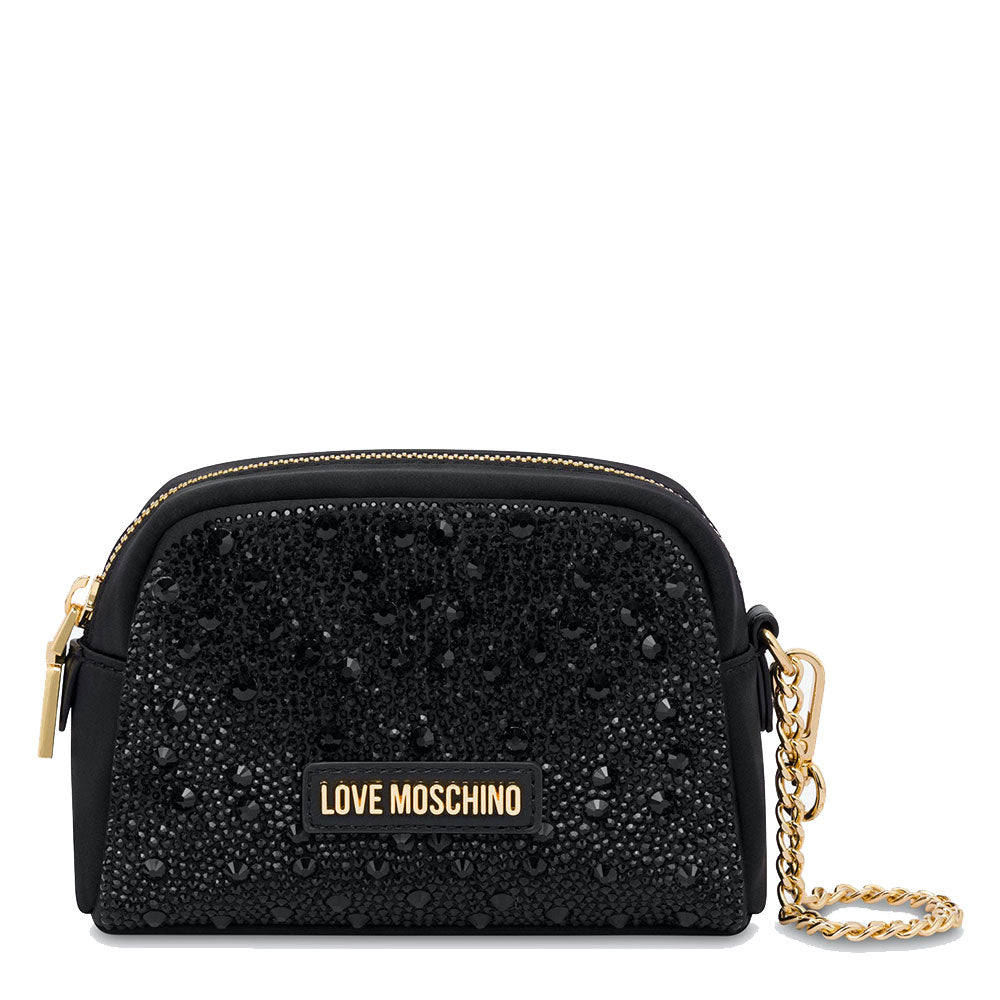 Beauty Case mit Strasssteinen LOVE MOSCHINO Gift Capsule-Linie, Farbe Schwarz