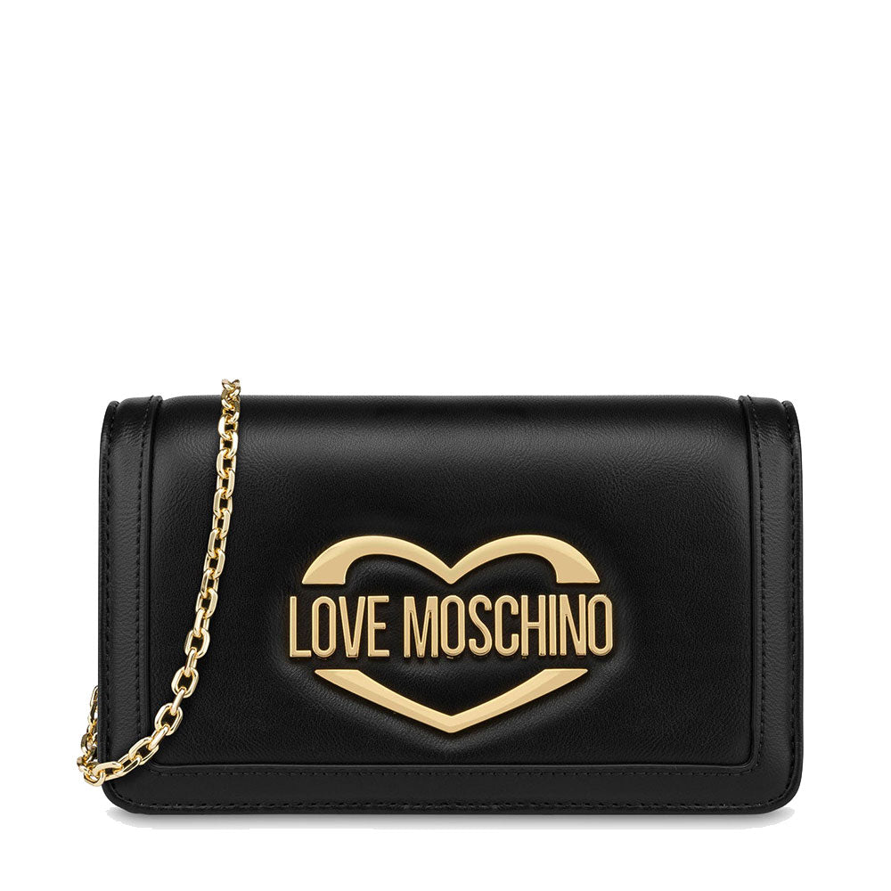 Mini-Clutch mit Schultergurt LOVE MOSCHINO Herz-Logo-Linie in Schwarz