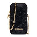 Handyhalter mit Strasssteinen mit Schultergurt LOVE MOSCHINO Gift Capsule-Linie, Farbe Schwarz