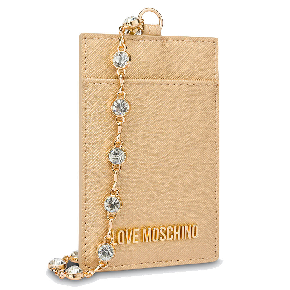 Portacarte con Catena LOVE MOSCHINO linea Gift Capsule color Oro