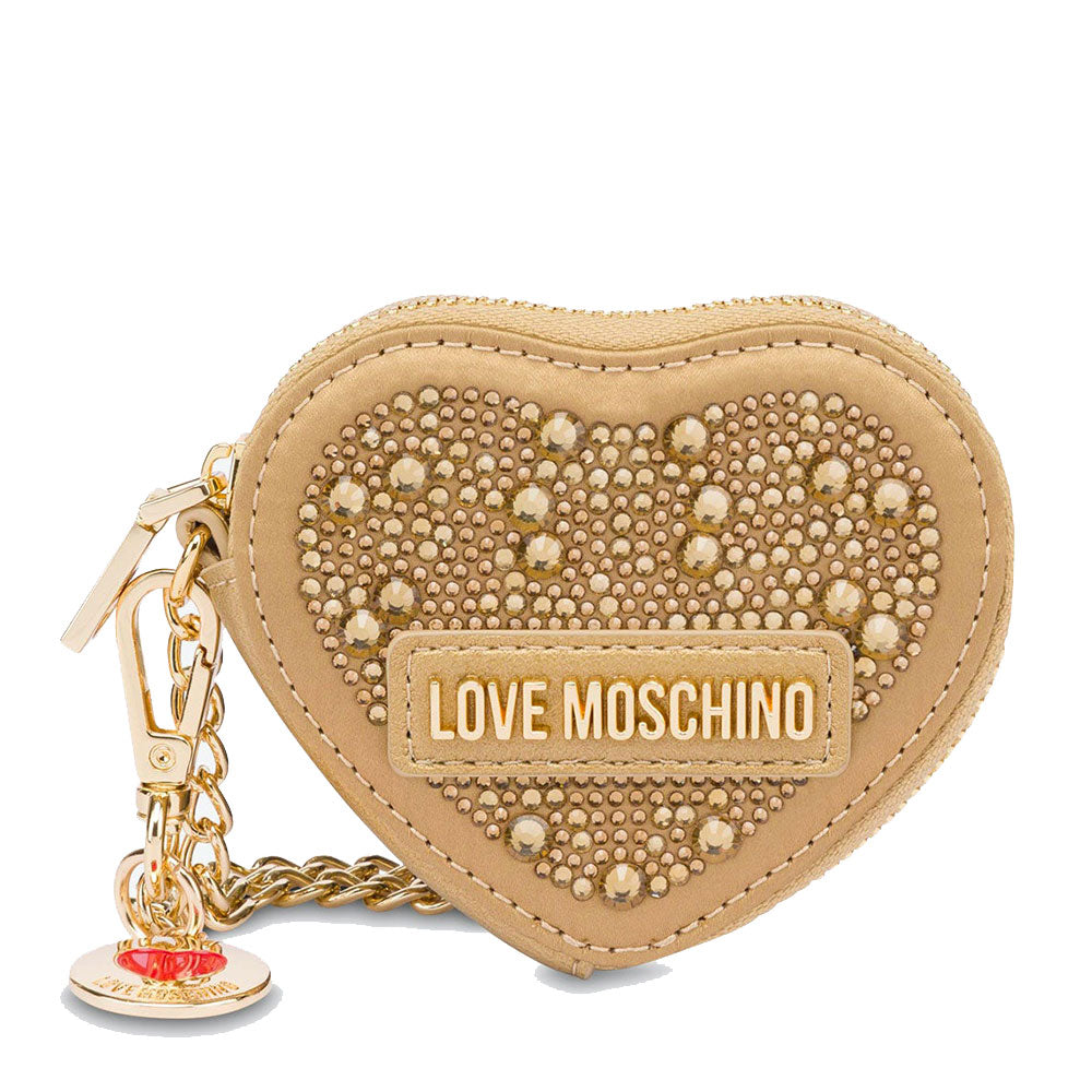 Geldbörse mit Strasssteinen LOVE MOSCHINO Gift Capsule-Linie, Farbe Gold