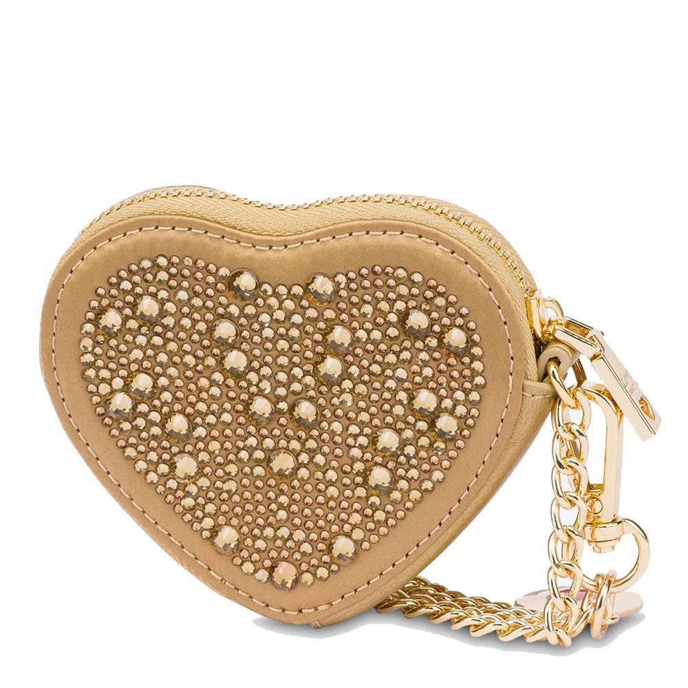 Geldbörse mit Strasssteinen LOVE MOSCHINO Gift Capsule-Linie, Farbe Gold