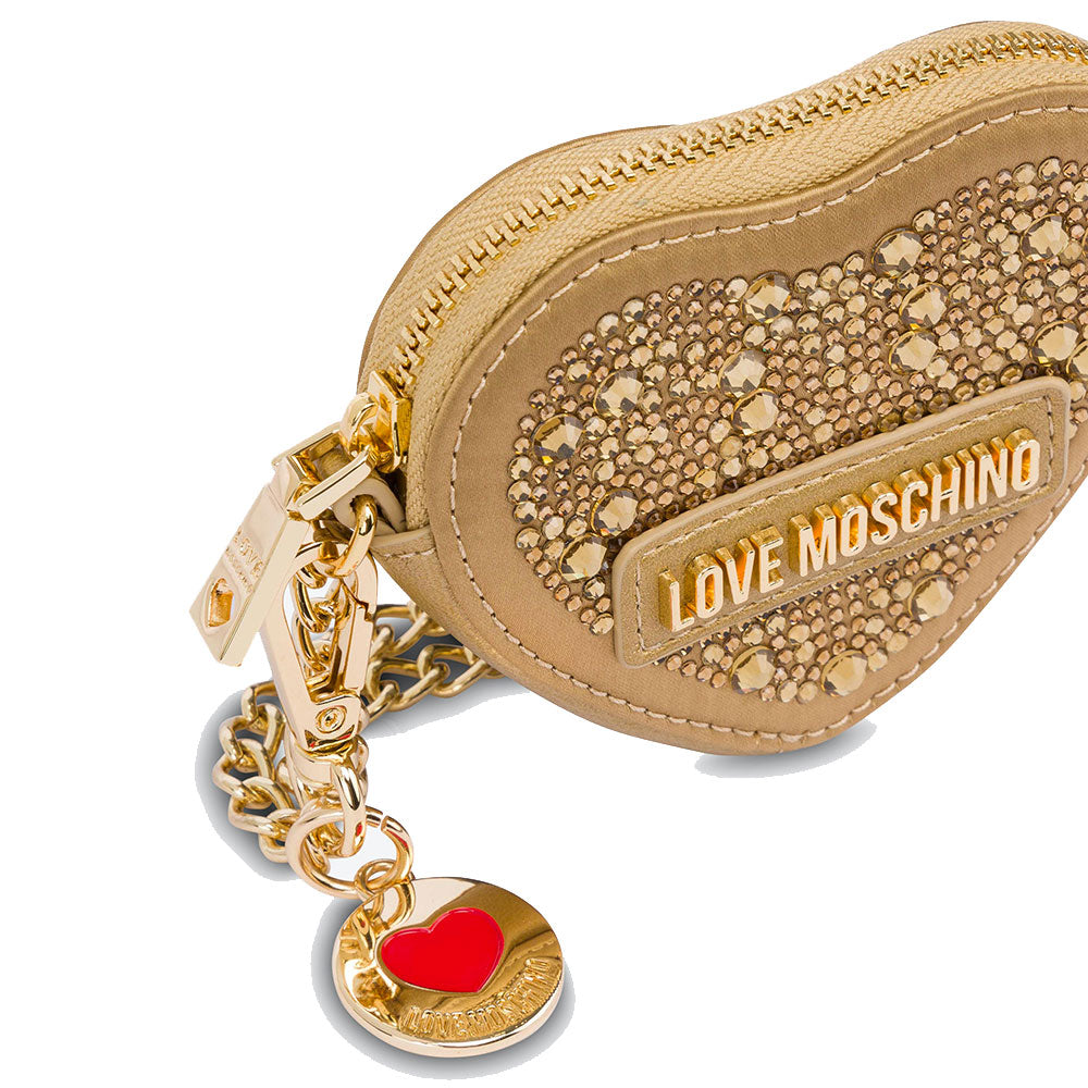 Geldbörse mit Strasssteinen LOVE MOSCHINO Gift Capsule-Linie, Farbe Gold