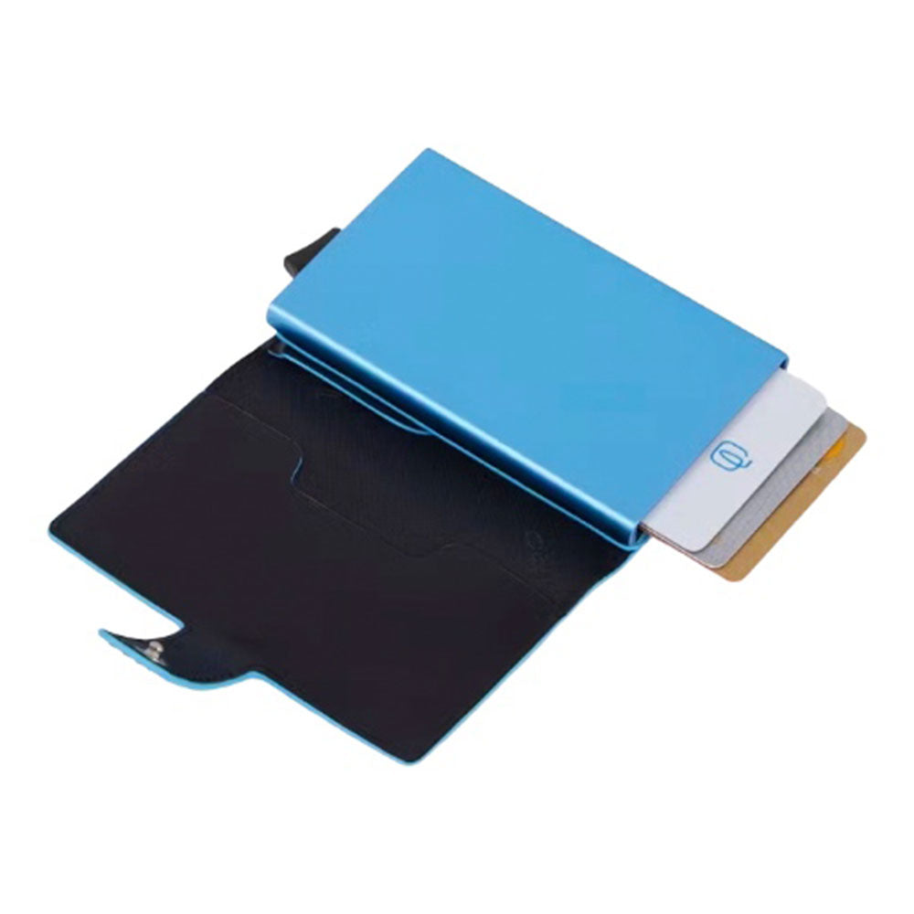 Portacarte PIQUADRO in Pelle e Alluminio con RFID in Pelle Colore Nero - PP5649B2RBLR