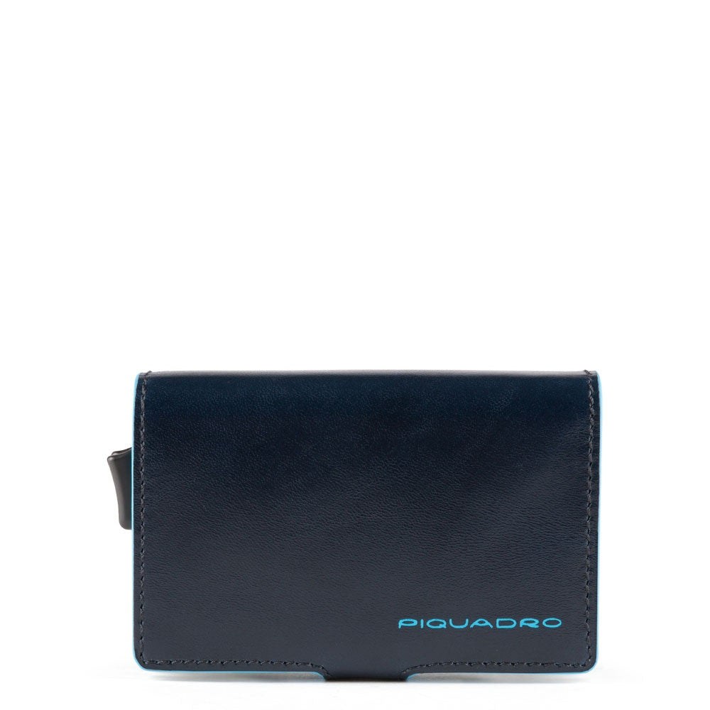 Portacarte PIQUADRO in Pelle e Alluminio con RFID in Pelle Blu Linea Blue Square - PP5649B2R