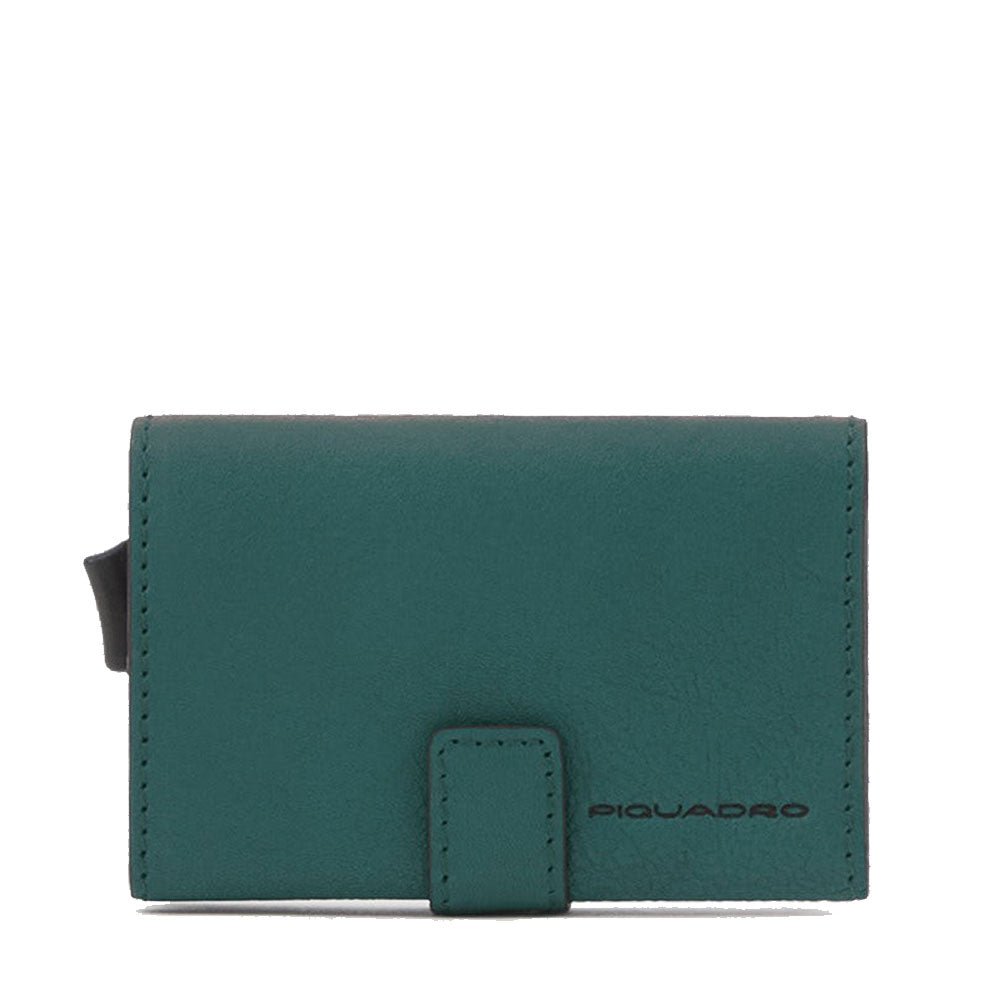 Portacarte E Portamonete Piquadro In Pelle - Protezione RFID, 8 Slot Carte, Colore Verde/testamoro