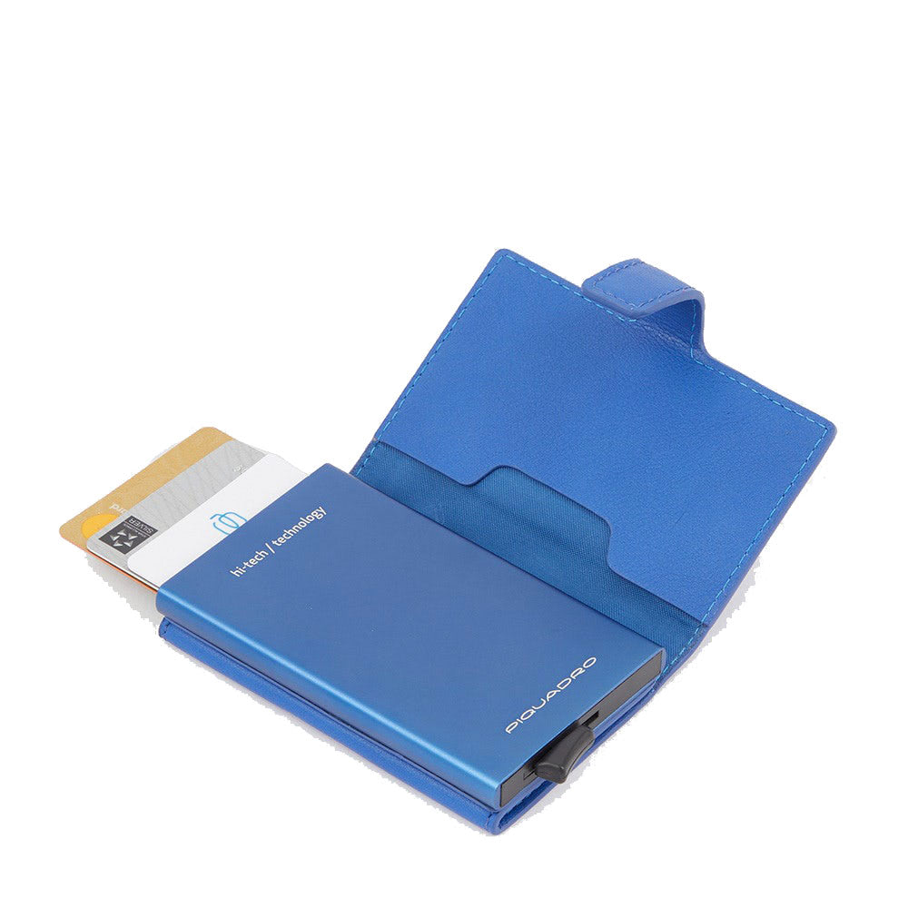 Portacarte PIQUADRO in Pelle e Alluminio con RFID in Pelle Blu Linea Alvar - PP5649S128R
