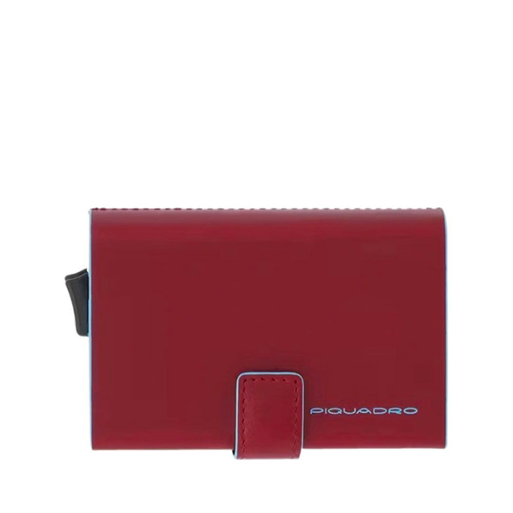 Portacarte PIQUADRO con RFID in Pelle e Alluminio Colore Rosso Linea Blue Square - PP5961B2R