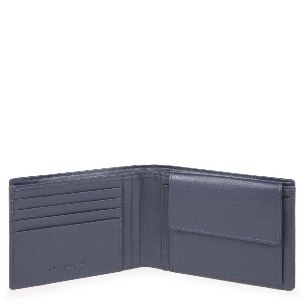JASLEN Portafoglio Uomo In Pelle – Slim Verticale Con Portamonete, RFID, Colore Blu Navy-Cammello