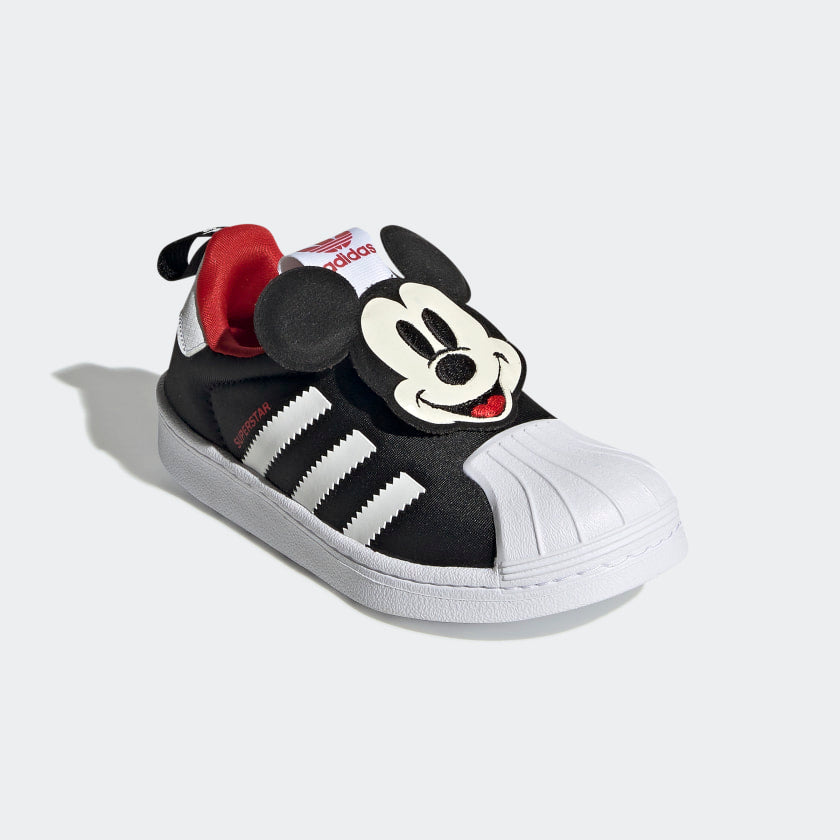 Scarpe Bambino ADIDAS Sneakers Slip On linea Superstar 360 Disney in Tessuto Nero con Mickey Mouse