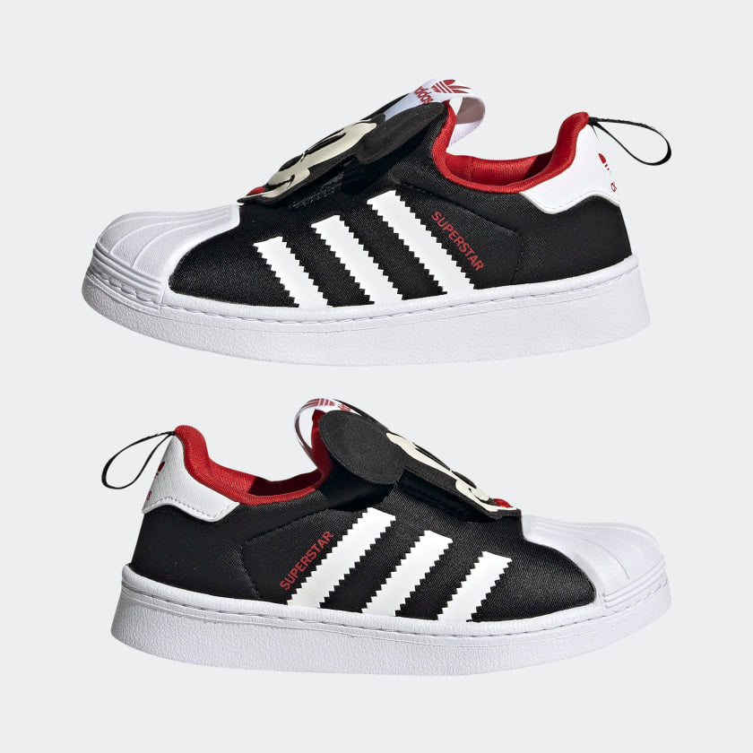 Scarpe Bambino ADIDAS Sneakers Slip On linea Superstar 360 Disney in Tessuto Nero con Mickey Mouse