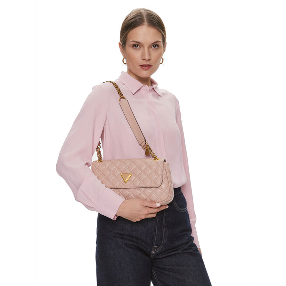 Borsetta A Tracolla GUESS Tasmin Mini Tote – Light Rose, Con Pietre Decorative, Catena Rimovibile E Tasca Portacarte – Dimensioni 21x13x4 Cm, Poliestere E Spandex
