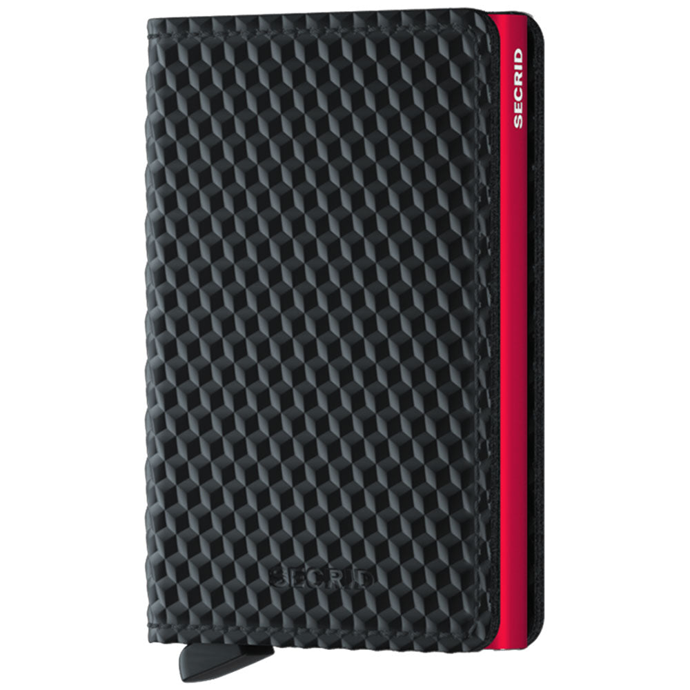 Porta Carte SECRID linea Cubic in Pelle colore Nero e Rosso con RFID