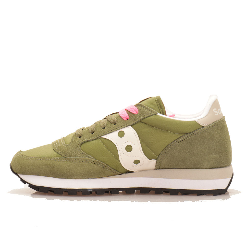 Saucony Damenschuhe Original Jazz Sneakers Oliv - Creme