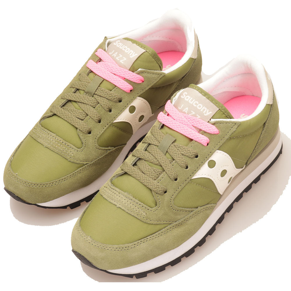 Saucony Damenschuhe Original Jazz Sneakers Oliv - Creme