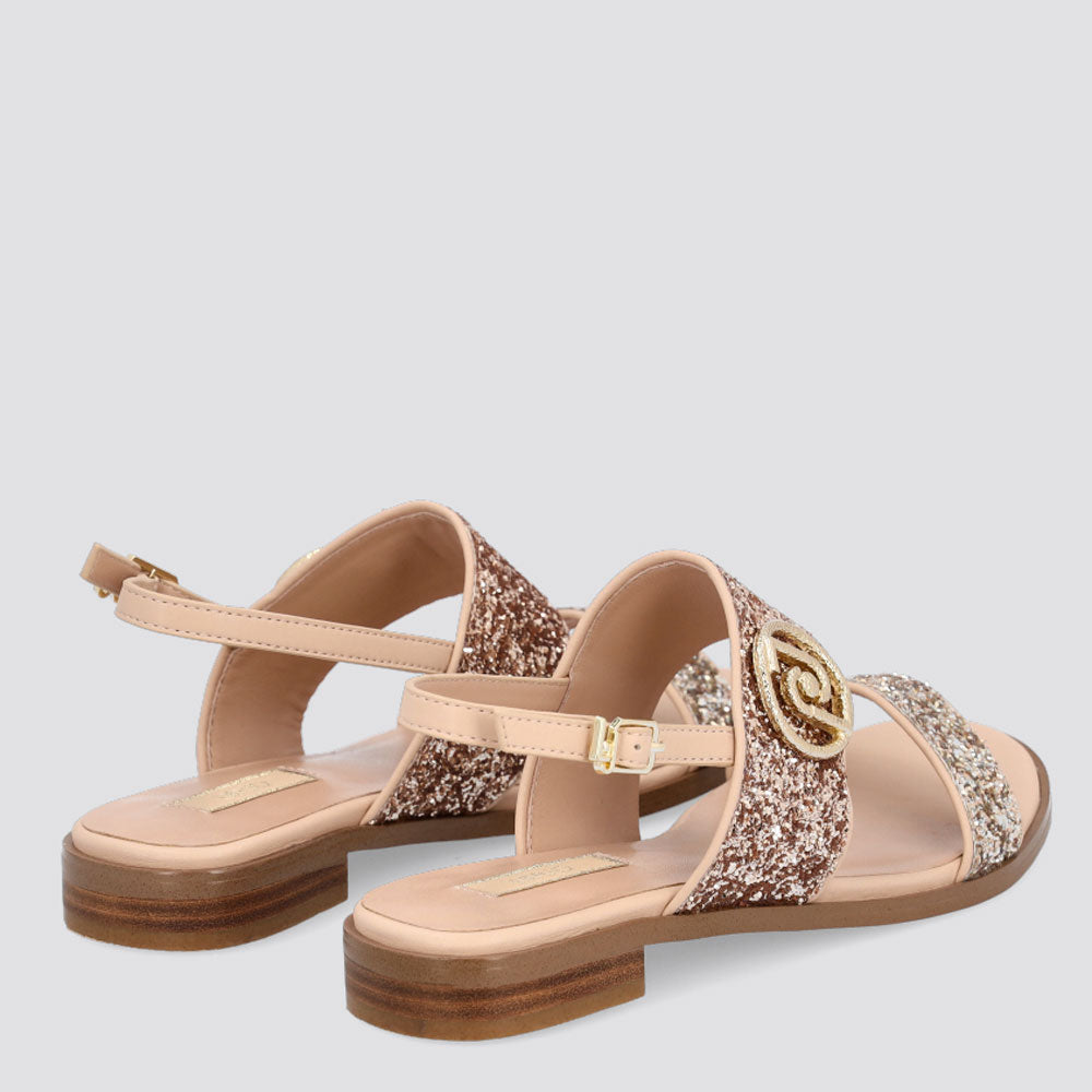 Damenschuhe LIU JO Flache Glitzersandalen in Roségold