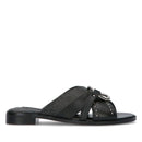 Scarpe Donna LIU JO Sandali Flat in Pelle Nera con Dettagli Monogram