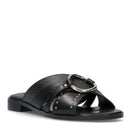 Scarpe Donna LIU JO Sandali Flat in Pelle Nera con Dettagli Monogram