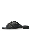 Scarpe Donna LIU JO Sandali Flat in Pelle Nera con Dettagli Monogram