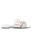 Scarpe Donna LIU JO Sandali Flat colore Bianco con Glitter e Logo