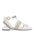 Scarpe Donna LIU JO Sandali Flat con Glitter e Logo colore Bianco