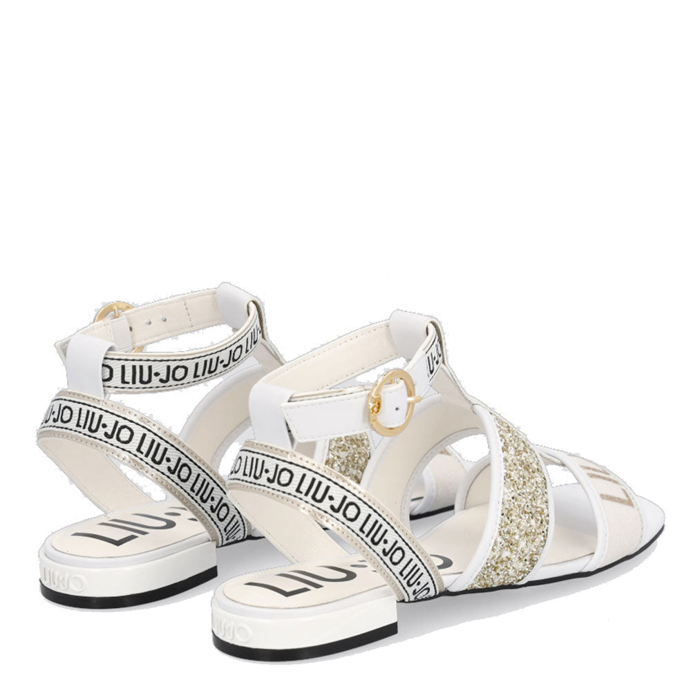 Scarpe Donna LIU JO Sandali Flat con Glitter e Logo colore Bianco