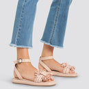 Scarpe Donna LIU JO Sandali Flat in Pelle e Rafia colore Rosa Antico